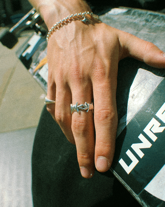 Barb Wire Ring mens sterling silver