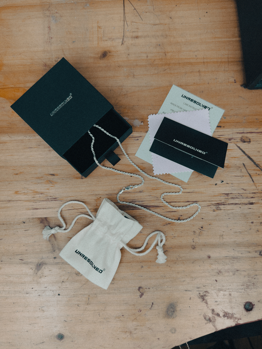 Rope Chain Sterling Silver with a premium bag, box and polishing cloth