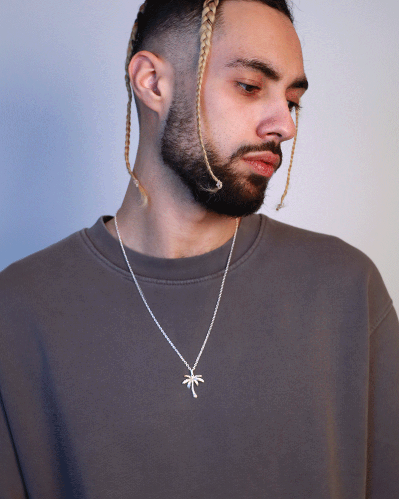 Palm Tree Pendant Necklace -Unresolved London  mens sterling silver jewellery